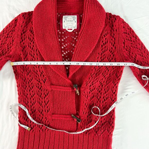 Old Navy Womens S Sweater Wool Angora Shawl Collar Lace Red Cottagecore Regency - Picture 7 of 12